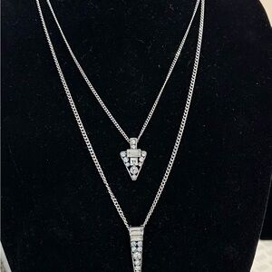 Chloe + Isabel Silver Crystal Layered Necklace